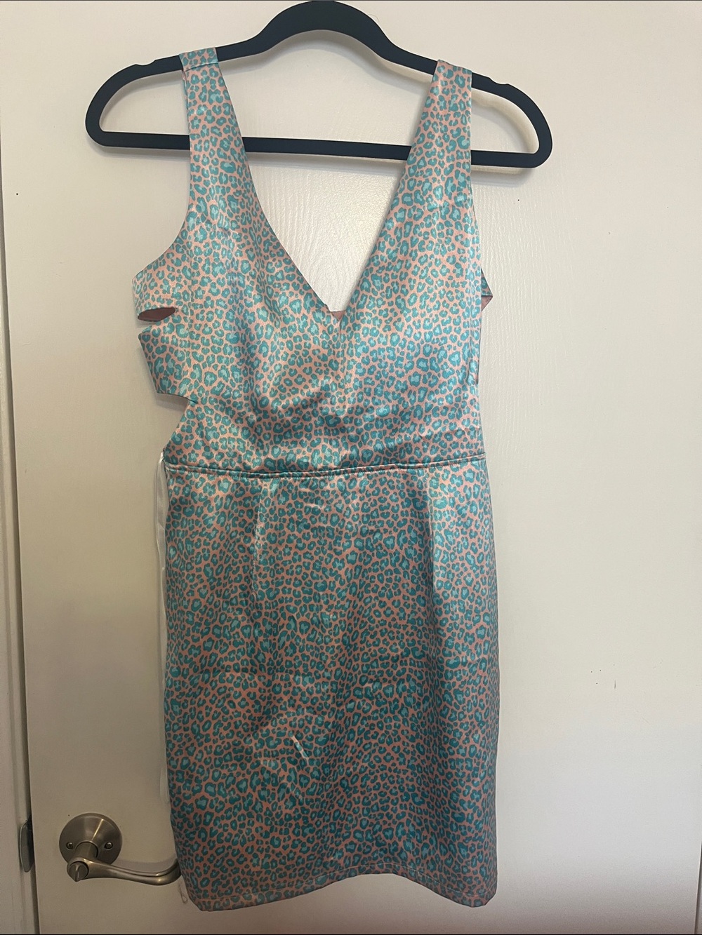 NWT Sweet. storm pink and blue leopard print cheetah dress club party cocktail